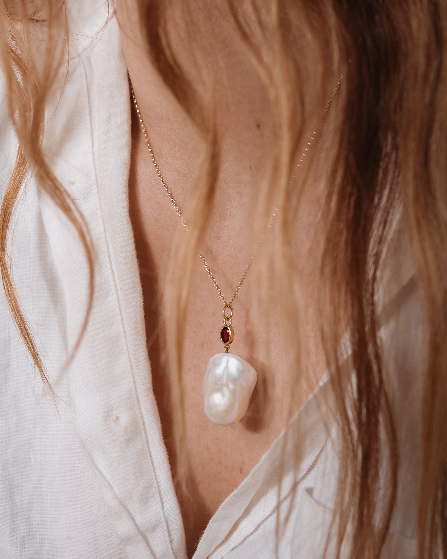The Elizabeth Pearl and Garnet Necklace